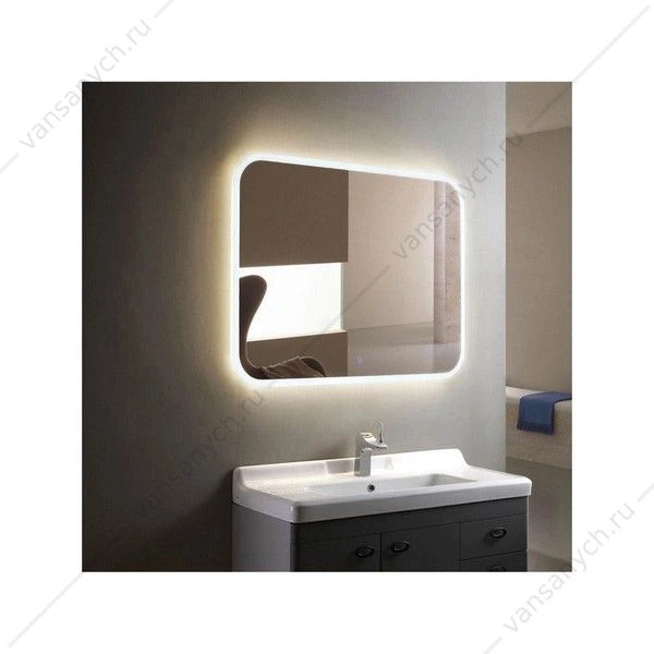 Зеркало 90х70 с подсветкой и часами Demure ЗЛП1626 LED, сенсорн выкл.