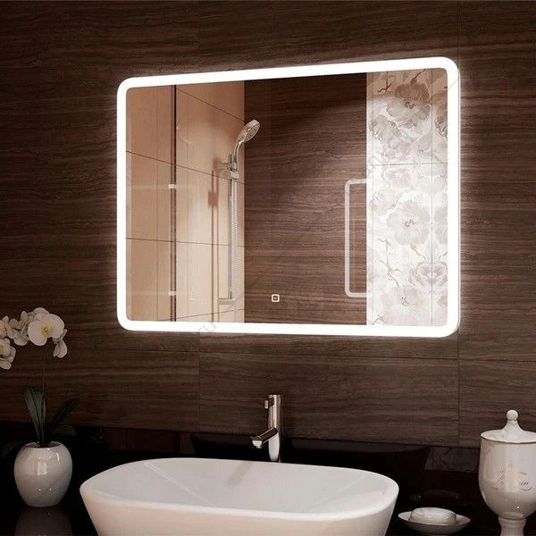Зеркало 90х70 с подсветкой и часами Demure ЗЛП1626 LED, сенсорн выкл.