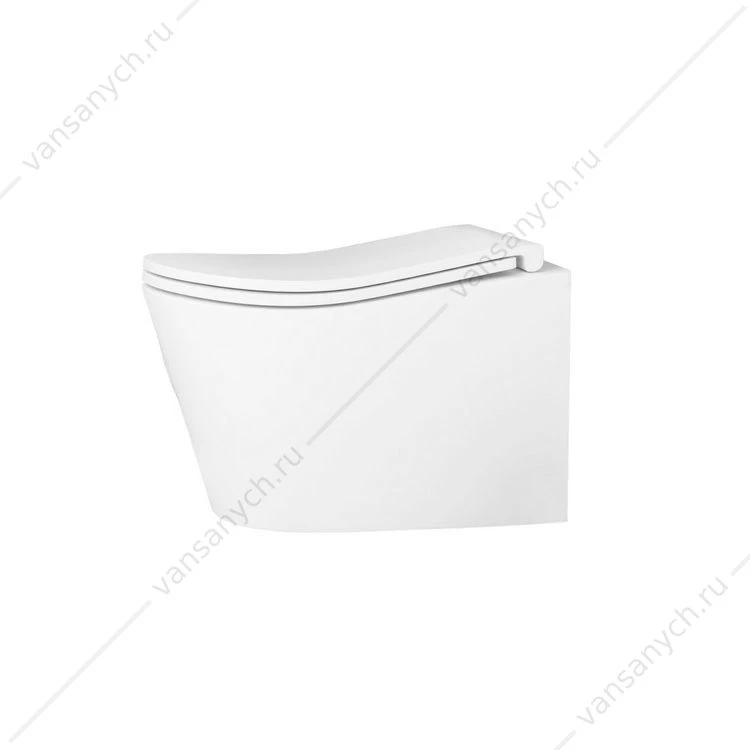 Унитаз безободковый смыв Торнадо анатомический D&K DT1556516, сиденье микролифт, белый