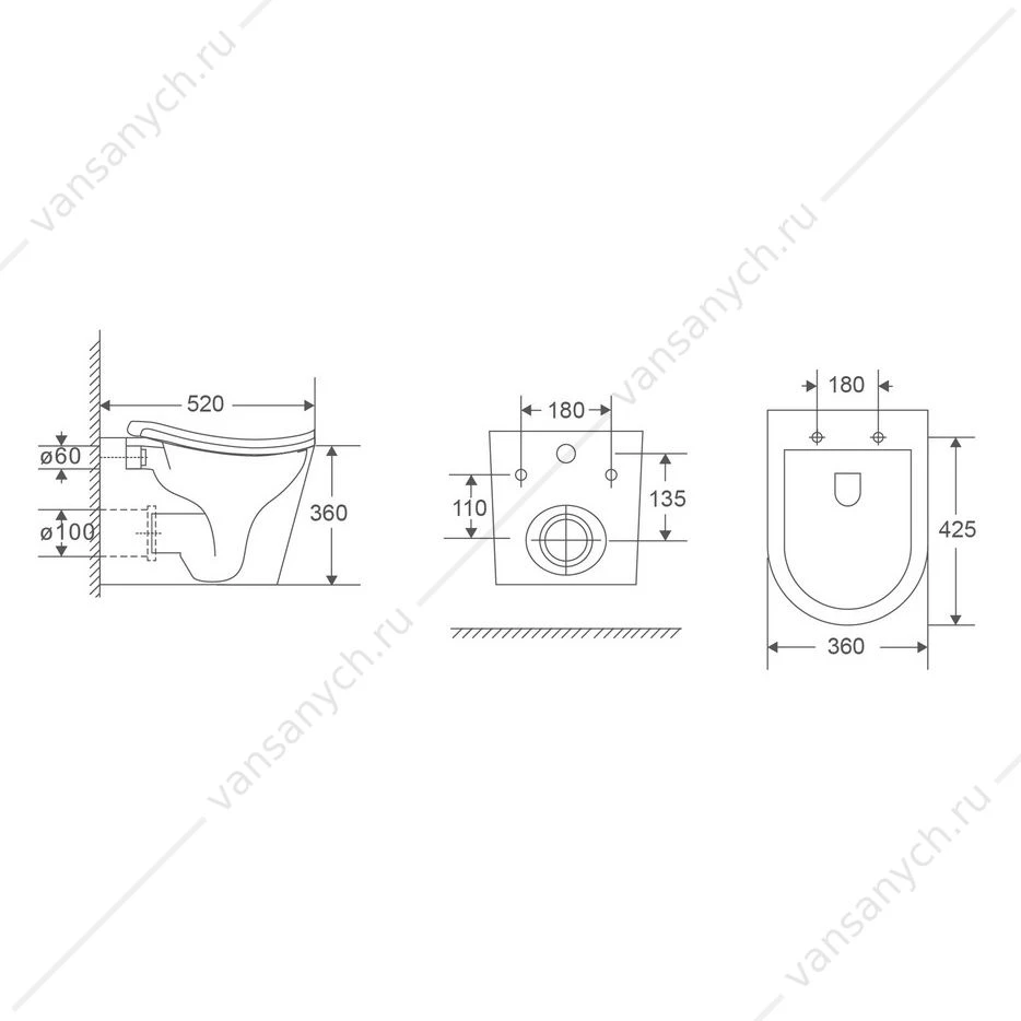 Унитаз безободковый смыв Торнадо анатомический D&K DT1556516, сиденье микролифт, белый
