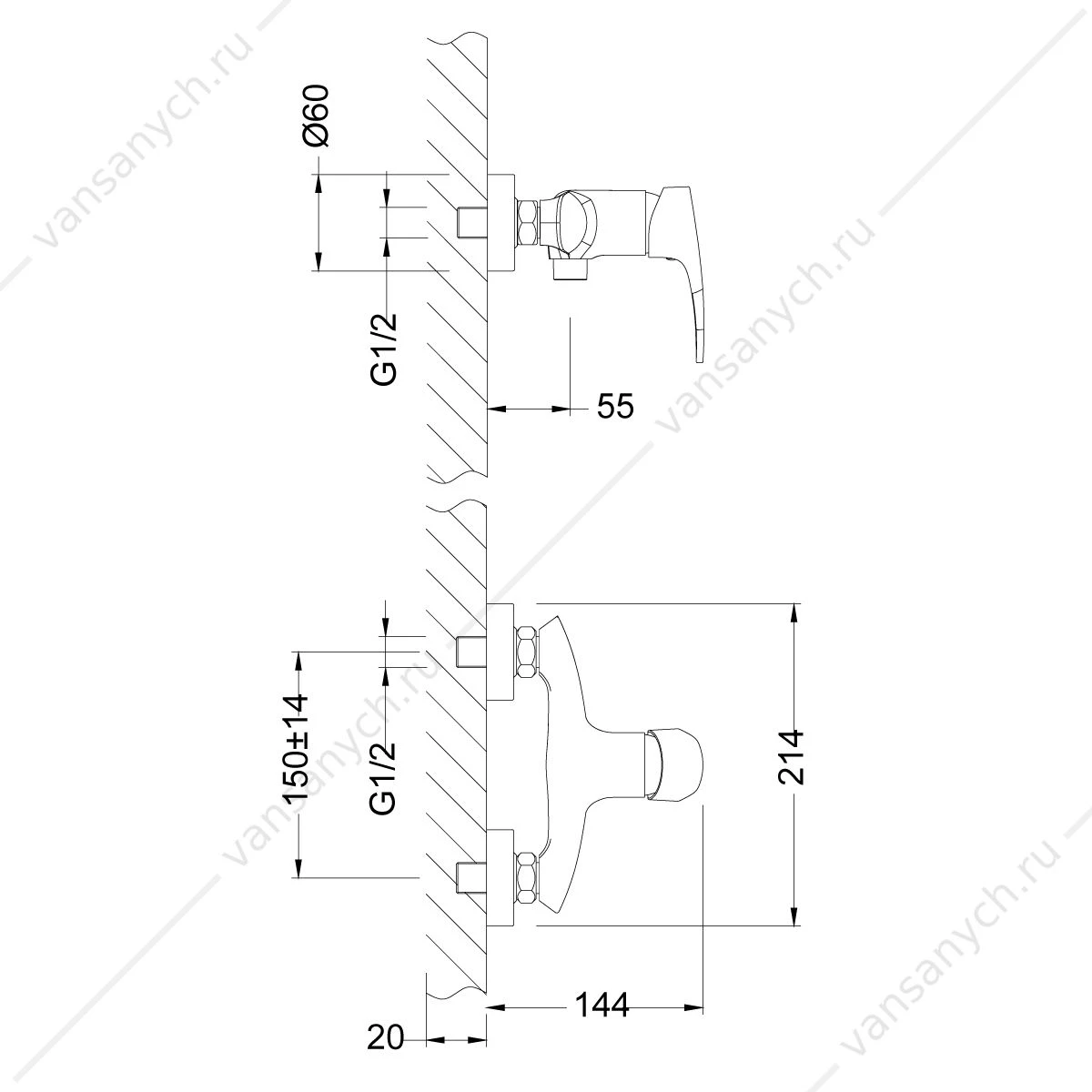 Смеситель для душа с лейкой, шлангом, держателем Lemark Linara LM0403C, хром