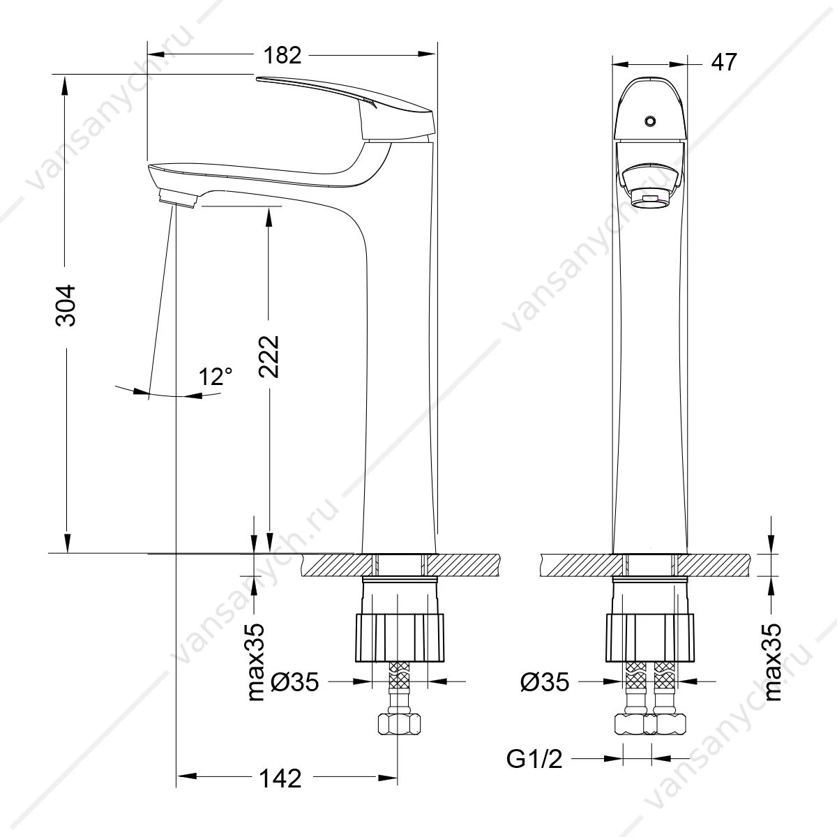 Смеситель для накладной раковины Lemark Linara LM0409C, хром