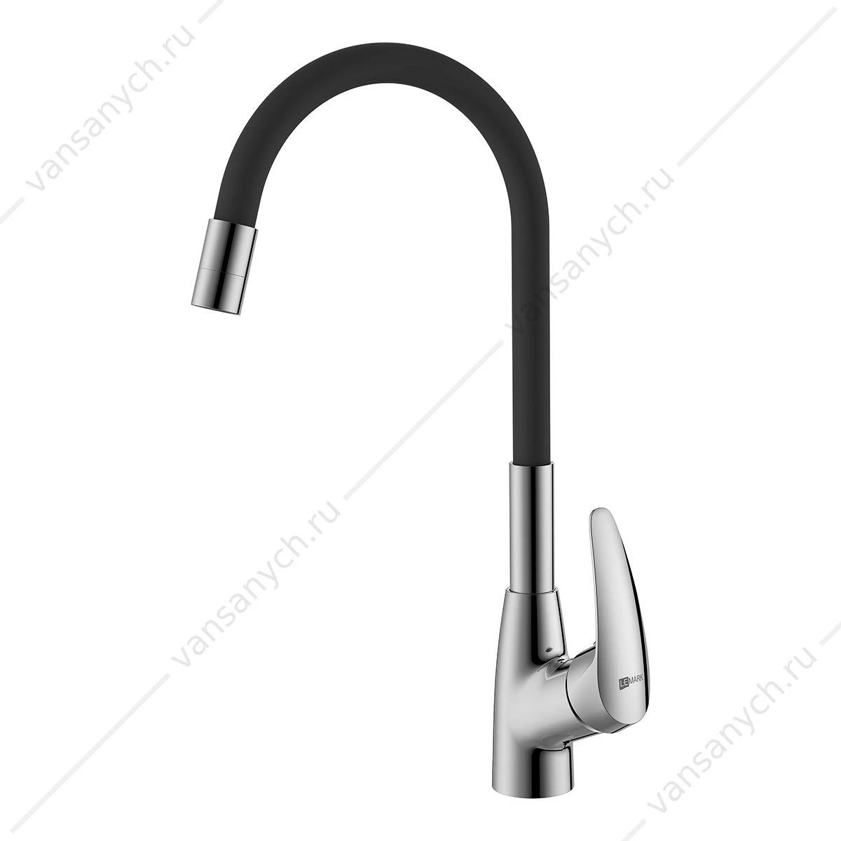 Смеситель для кухни с гибким изливом Lemark Linara LM0415C-Black хром/черный