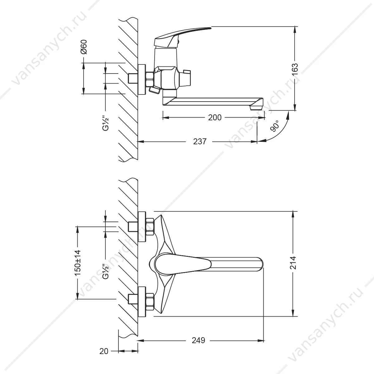 Смеситель для ванны со средним поворотным изливом Lemark Linara LM0417C, хром