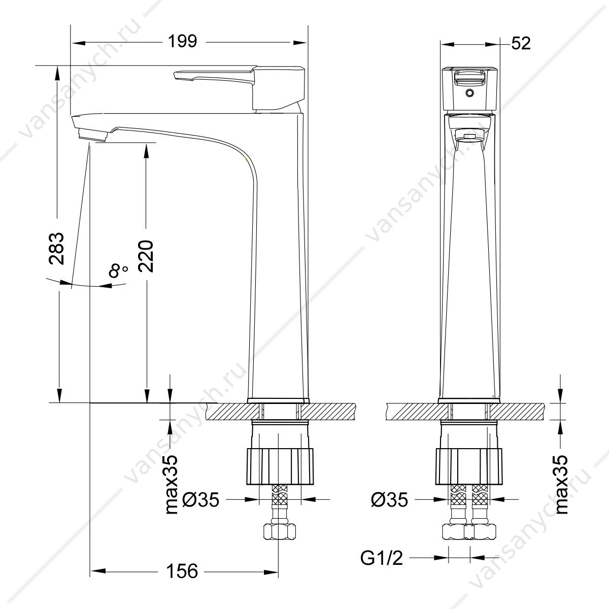 Смеситель для накладной раковины Lemark Evitta LM0509C, хром