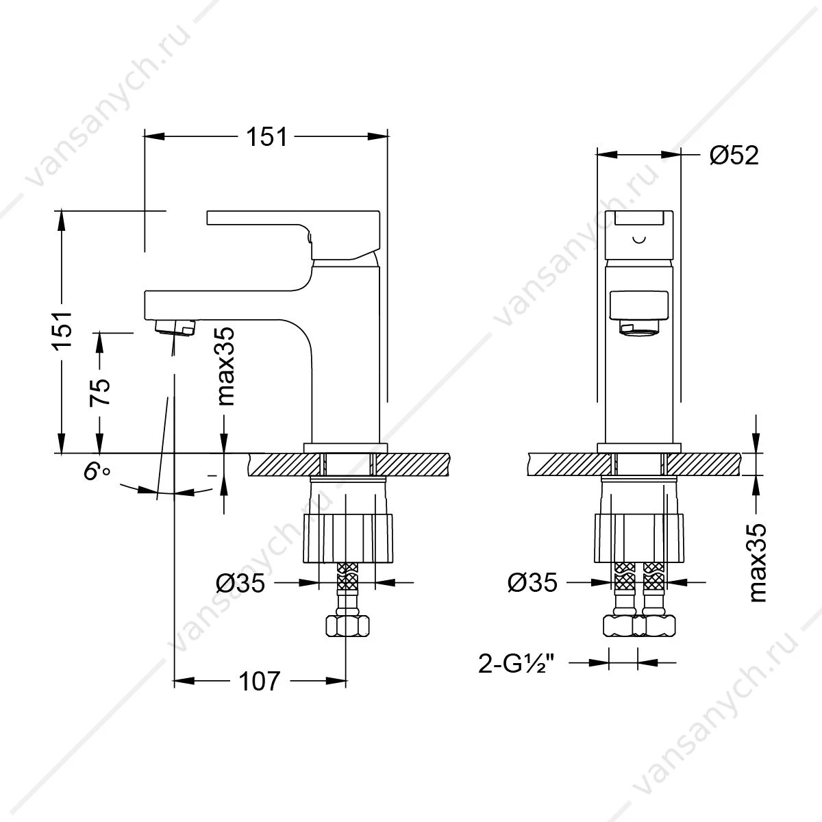 Смеситель для раковины Lemark Aura LM0606CH, хром