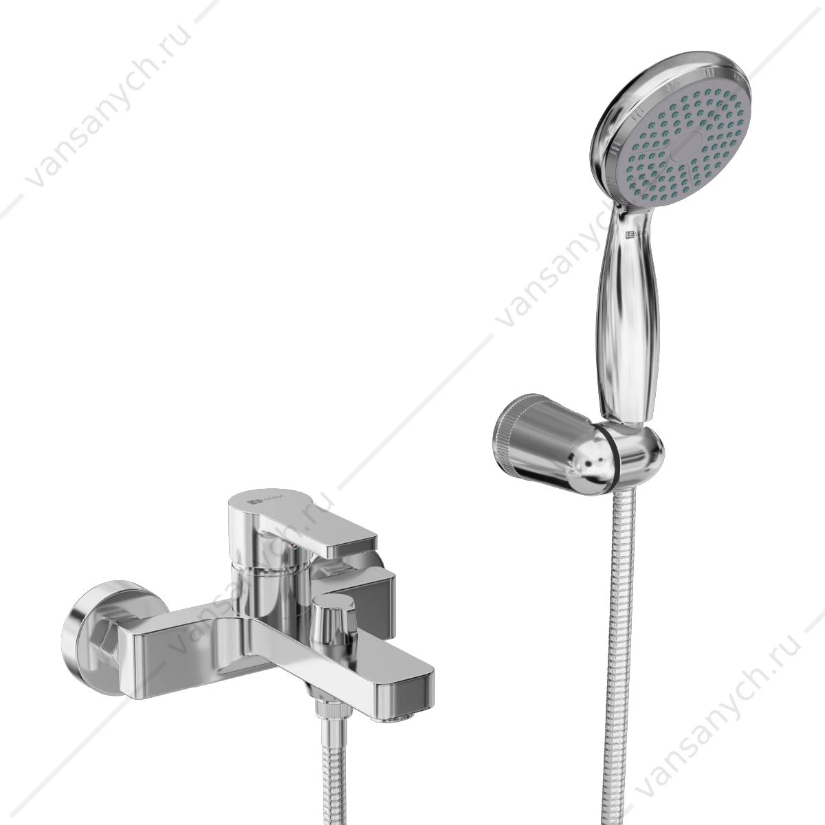 Смеситель для ванны с лейкой, шлангом, держателем Lemark Aura LM0614CH, хром