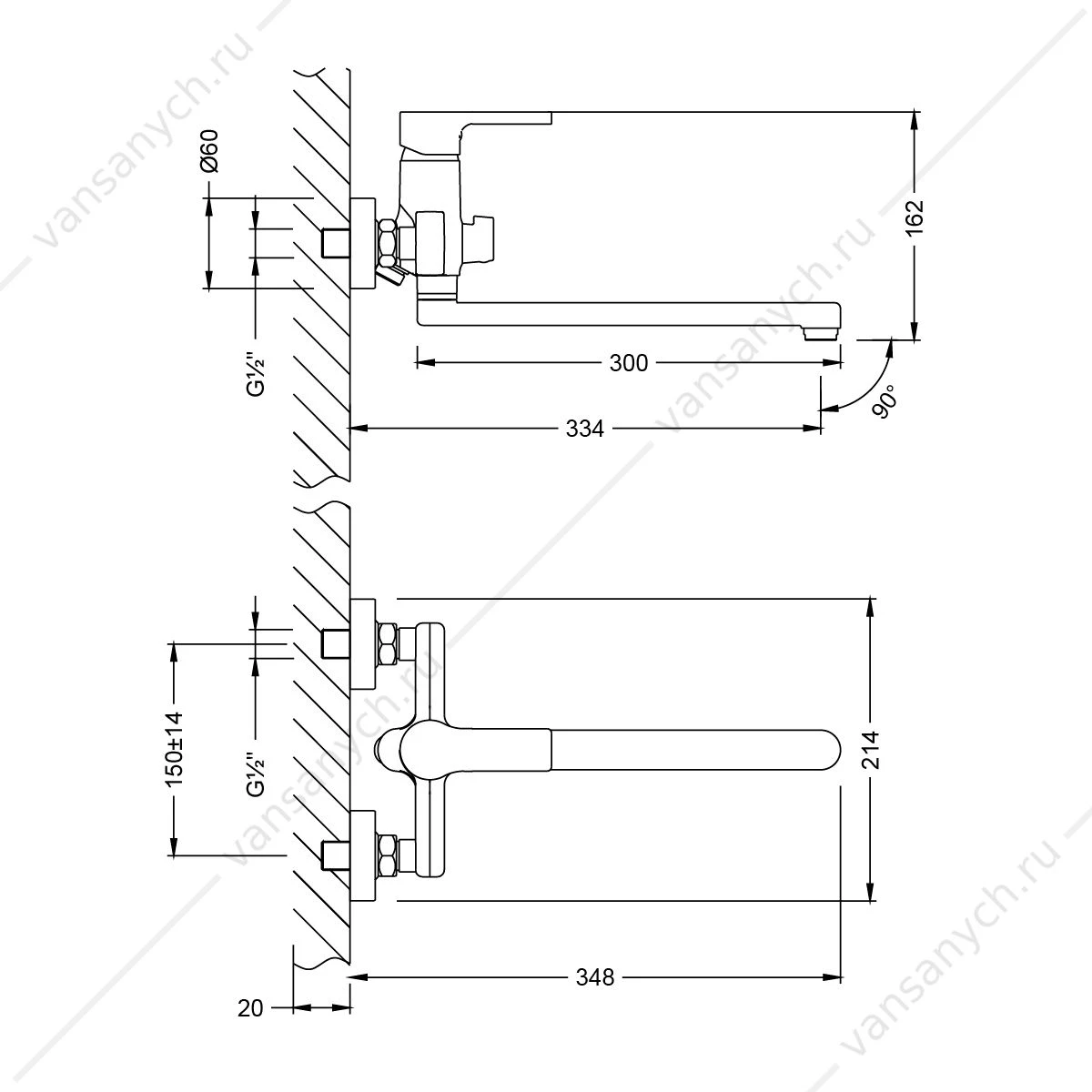 Смеситель для ванны длинный излив Lemark Aura LM0651CH, хром
