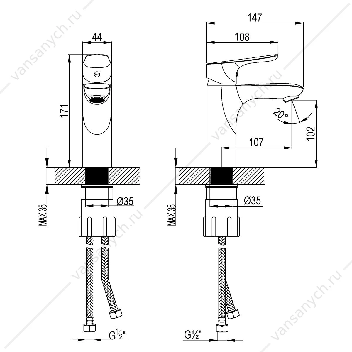 Смеситель для раковины Lemark Selena LM0806C, хром