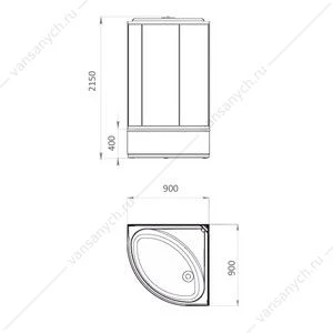 Душевая кабина 90х90 СOMFORTY 300GG, серое стекло, задн.,черн.,стекл.панель