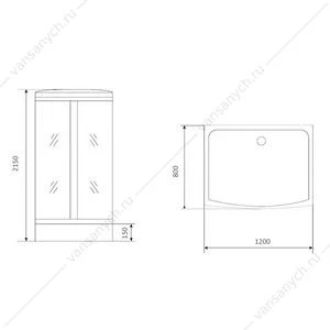 Душевая кабина 120х80 СOMFORTY 303, серое стекло,задн.,черн., стекл.панель