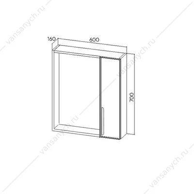Зеркало-шкаф  60см VIANT Кёльн 60 правый светлое дерево VKEL60SD-ZSH