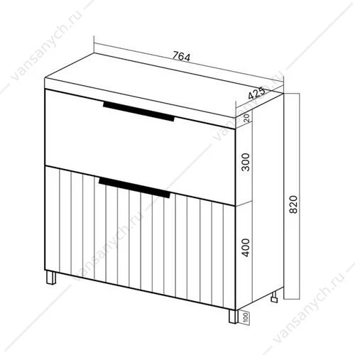 Тумба с раковиной VIANT Сицилия MODUO 80 2 ящика белая VSIC80MDBEL-T2Y рак. MODUO 80