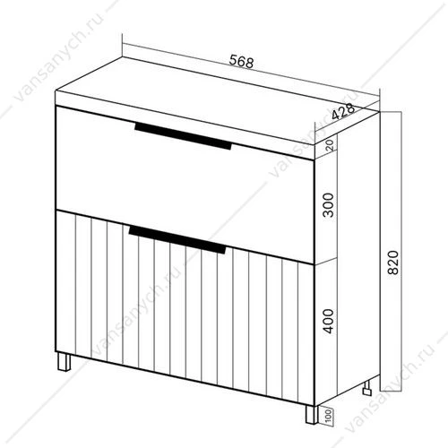Тумба с раковиной 80см VIANT Сицилия MODUO 80 2 ящика капучино VSIC80MDCAP-T2Y рак. MODUO 80