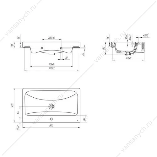 Тумба с раковиной 80см VIANT Сицилия MODUO 80 2 ящика капучино VSIC80MDCAP-T2Y рак. MODUO 80