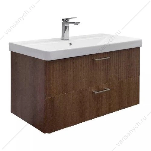 Тумба с раковиной 90см Comforty Ангара-90П темно-коричневый с раковиной 4490