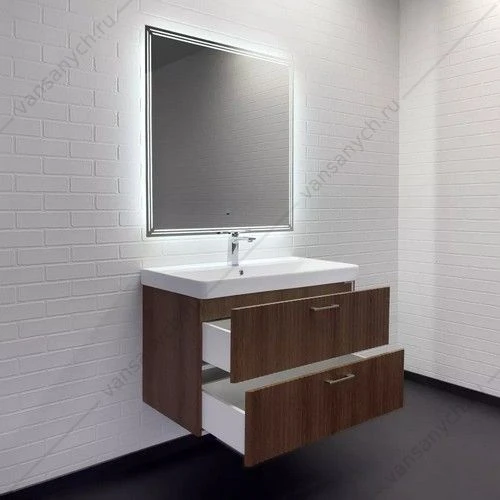 Тумба с раковиной 90см Comforty Ангара-90П темно-коричневый с раковиной 4490