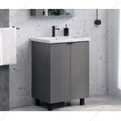 Тумба с раковиной 60см COMFORTY Лима-60Н антрацит с раковиной Como 60
