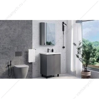 Тумба с раковиной 60см COMFORTY Лима-60Н антрацит с раковиной Como 60