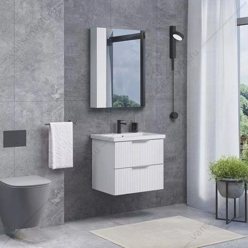 Тумба с раковиной 60см COMFORTY Лима-60П2 белый матовый с раковиной Como 60