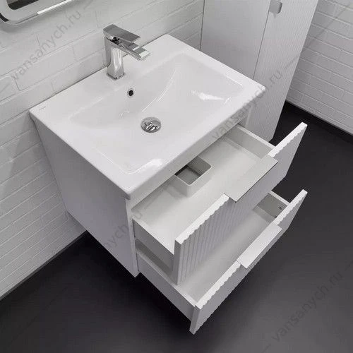 Тумба с раковиной 60см COMFORTY Лима-60П2 белый матовый с раковиной Como 60