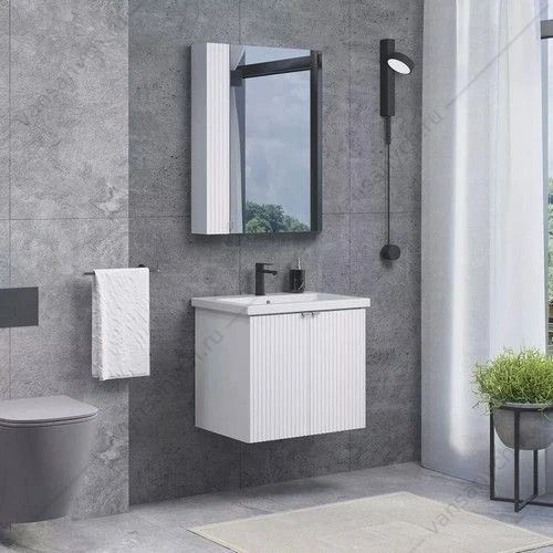 Тумба с раковиной 60см COMFORTY Лима-60П белый матовый с раковиной Como 60