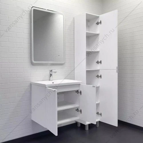 Тумба с раковиной 60см COMFORTY Лима-60П белый матовый с раковиной Como 60