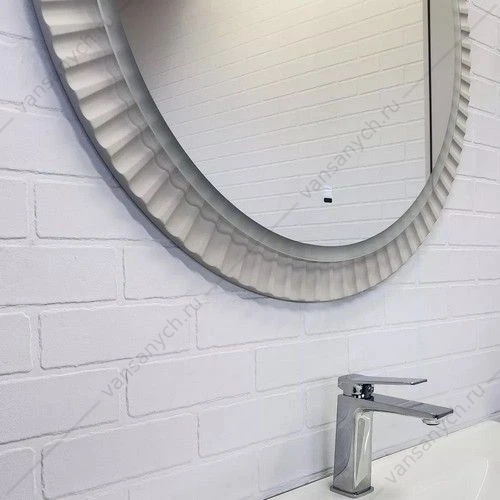 Зеркало 90см COMFORTY Мадрид-90 LED-подсветка, бесконт. сенсор, антизапотевание, серый шёлк, 00-00014159CF