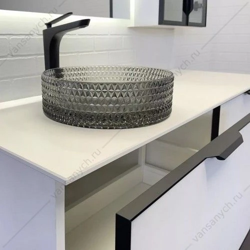 Тумба с раковиной 140см COMFORTY Онега-140 белый матовый с белой столешницей из компакт плиты с раковиной COMFORTY 21004