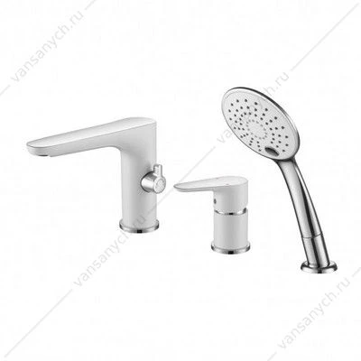 Смеситель на борт ванны Gross Aqua 1209288СW Space White Chrome врезной белый