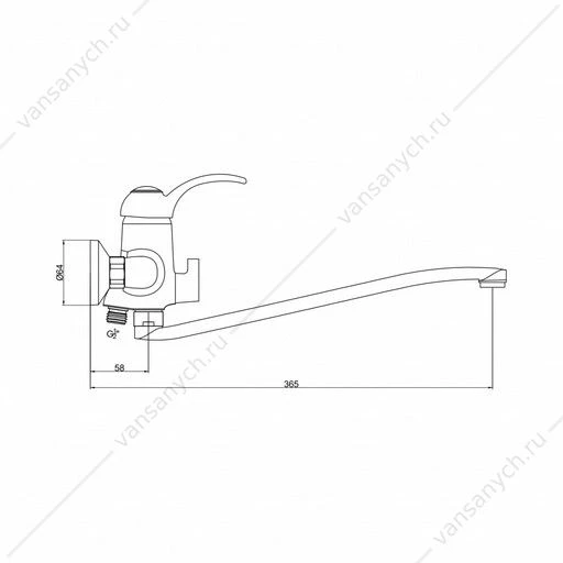 Смеситель для ванны GROSS AQUA 7518586С-35S Provance с длинным изливом хром