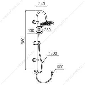 Стойка для душа GROSS AQUA с тропическим душем Basic GA90051