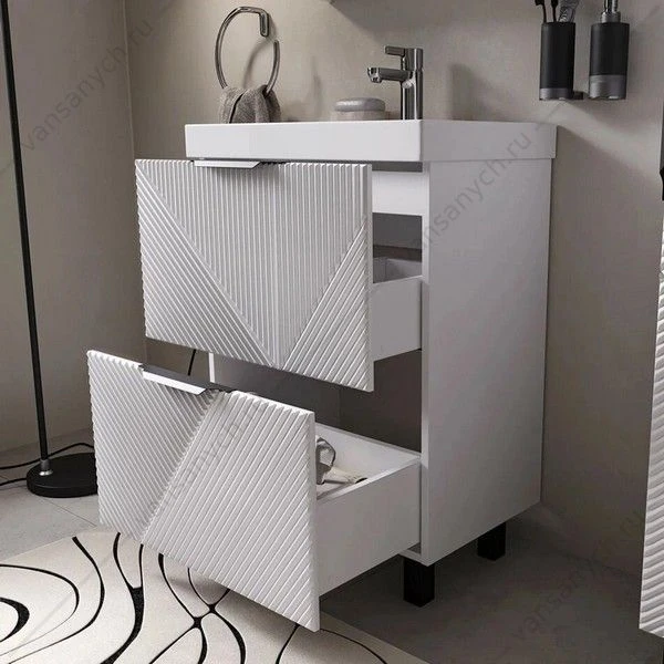 Тумба для ванны 60см с раковиной VOLNA Geometry 60.2Y tnGEOMETRY60.2Y-01, белый, раковина Lake 60