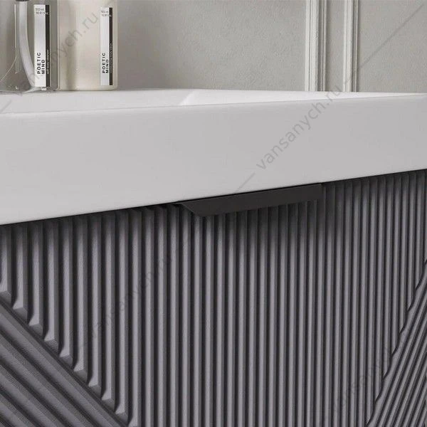 Тумба для ванны VOLNA Geometry 60.2Y tnGEOMETRY60.2Y-07, графит с раковиной Lake 60