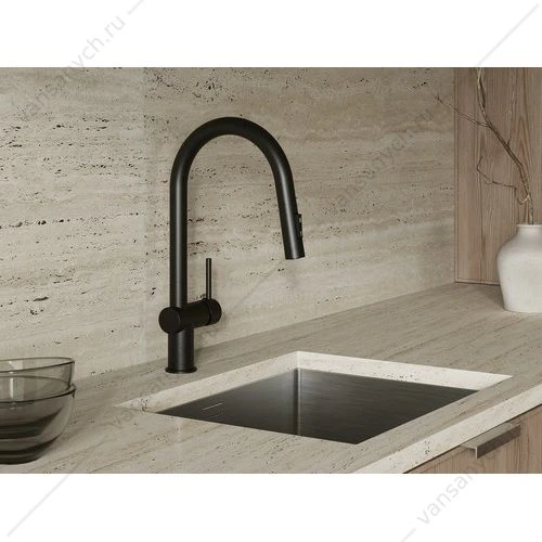 Смеситель для кухни Cersanit  BRASKO, выдвижной излив, чёрный, A68225