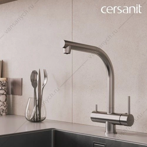 Смеситель для кухни Cersanit CREA, с фильтром, сатин, A68224
