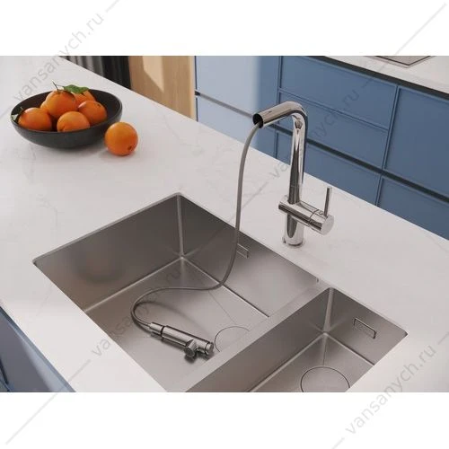 Смеситель для кухни Cersanit FLAVIS, выдвижной излив, 2 режима, хром, A64843