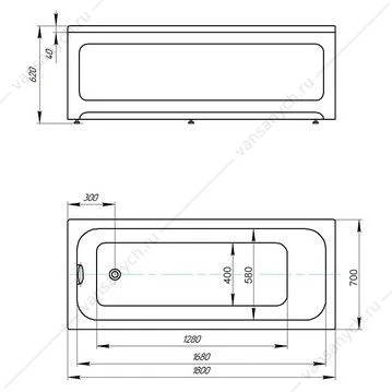 Ванна 180х70 акриловая AZARIO BELLA прямоугольная AV.0023180