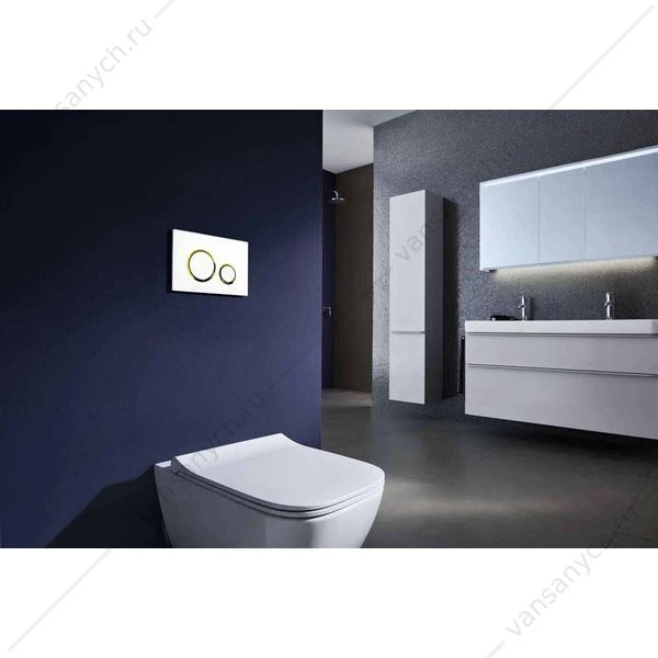 Кнопка смыва Azario двойная, белый+золото AZ-8200-0046