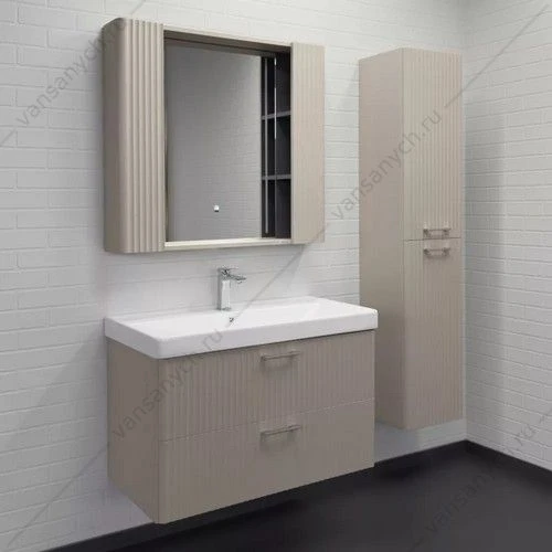 Зеркало-шкаф 90 Comforty Ангара-90 дуб латте, подсветка, антипар, 00-00019940CF