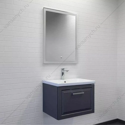 Тумба с раковиной 60 Comforty Бросно-60П оружейная сталь, раковина Como 60, 00-00020428CF