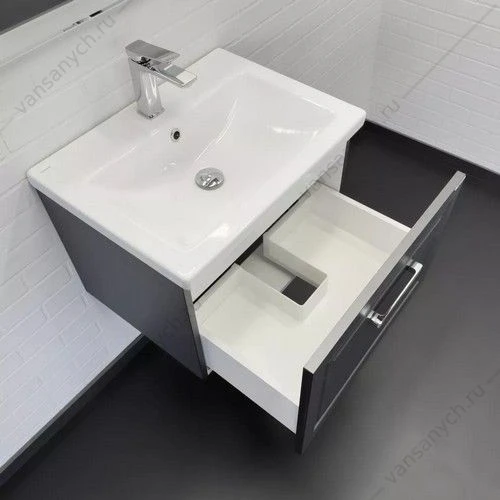 Тумба с раковиной 60 Comforty Бросно-60П оружейная сталь, раковина Como 60, 00-00020428CF