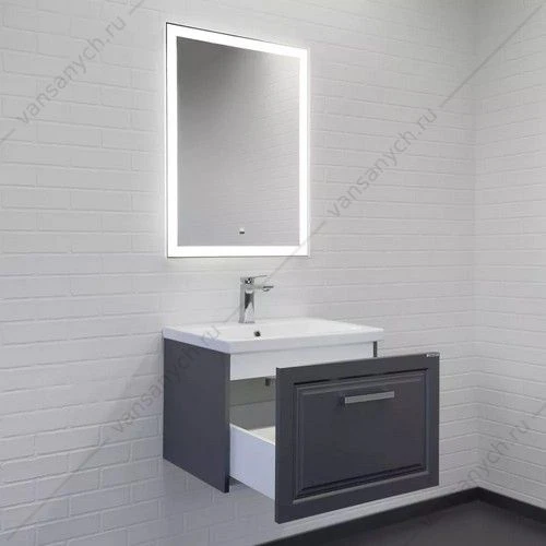 Тумба с раковиной 60 Comforty Бросно-60П оружейная сталь, раковина Como 60, 00-00020428CF