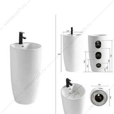 Раковина 45х45 напольная Azario Tea, черный AZ-M30149MB