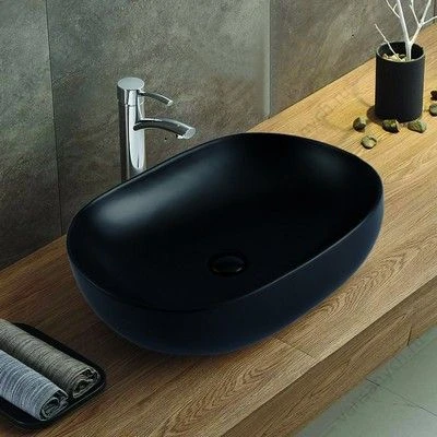Раковина 60х41,5 накладная Azario цвет чёрный матовый AZ-78326MB