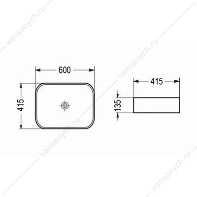 Раковина 60х41,5 накладная Azario цвет чёрный матовый AZ-78326MB
