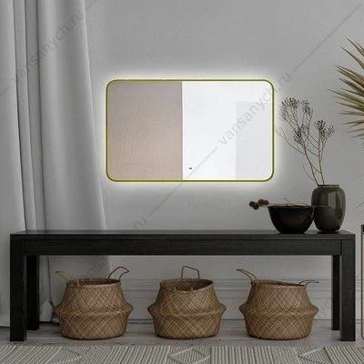 Зеркало AZARIO INCANTO 600х1000 бесконтактный сенсор, подсветка с диммером, цвет золото LED-00002558