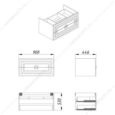 Тумба с раковиной 90см Azario ARMARIO 90/2 подвесная, раковина CLASSIK 90, серый матовый CS00097017
