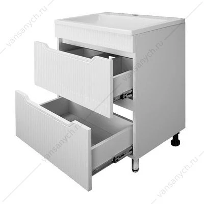 Тумба с раковиной 60см Loranto HARMONIA 60/2Н белая напольная, раковина ЛЮНОКС 60 CS00097003