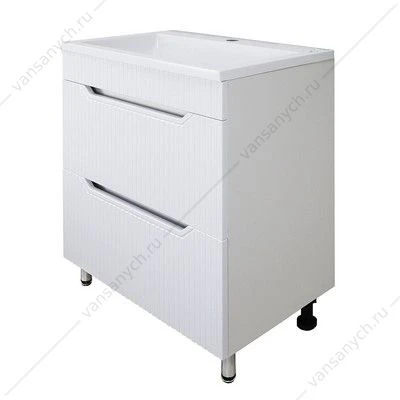 Тумба с раковиной 60см Loranto HARMONIA 60/2Н белая напольная, раковина ЛЮНОКС 60 CS00097003